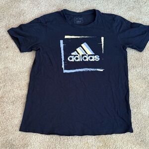 Adidas Navy Tee with White and Yellow Logo
